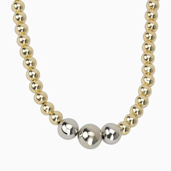 Collar De Oro Cuentas Doble Color