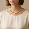 Collar De Oro Cuentas Doble Color