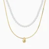 Collar De Oro Dorado Perlas Blancas