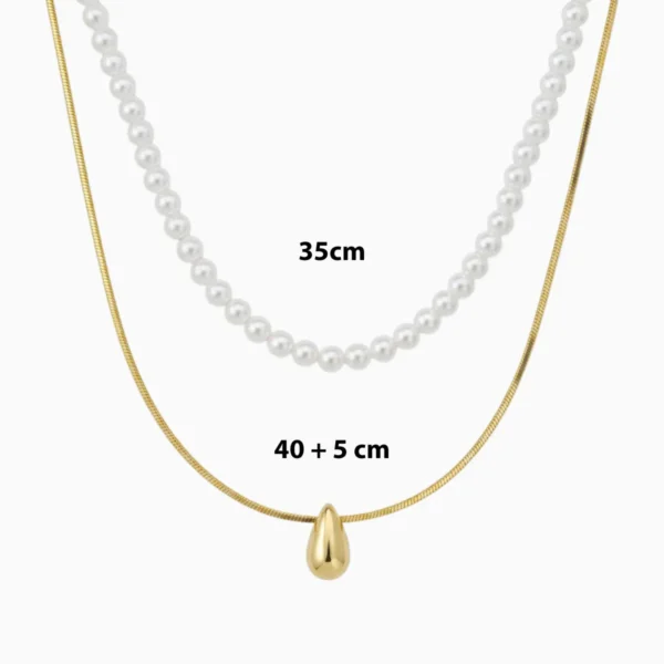 Collar De Oro Dorado Perlas Blancas