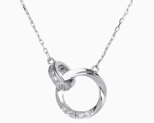 Collar De Plata Circulos Entrelazados
