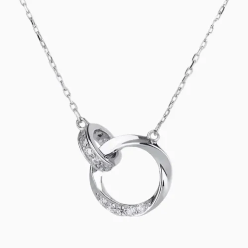 Collar De Plata Circulos Entrelazados