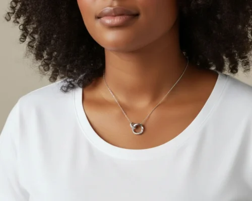 Collar De Plata Circulos Entrelazados