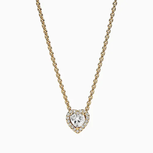 Collar De Plata Corazon Superior Brillante Dorado