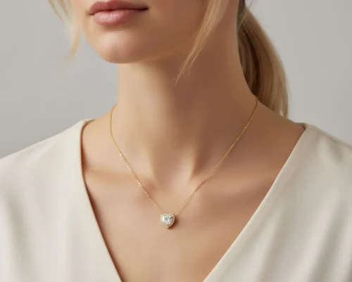 Collar De Plata Corazon Superior Dorado
