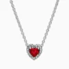 Collar De Plata Corazon Superior Rojo