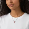 Collar De Plata Corazon Superior Rojo
