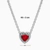 Collar De Plata Corazon Superior Rojo