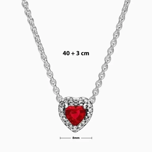 Collar De Plata Corazon Superior Rojo