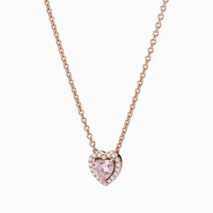 Collar De Plata Corazon Superior Rosa Total