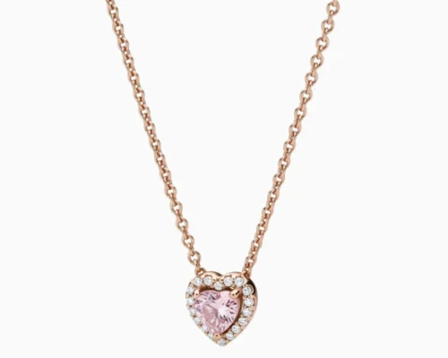 Collar De Plata Corazon Superior Rosa Total