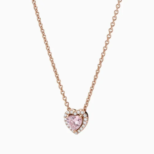 Collar De Plata Corazon Superior Rosa Total