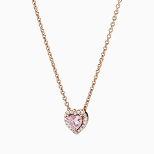 Collar De Plata Corazon Superior Rosa Total