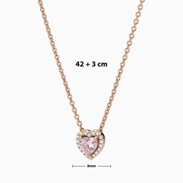 Collar De Plata Corazon Superior Rosa Total