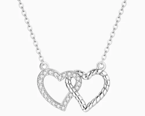 Collar De Plata Corazones Entrelazados