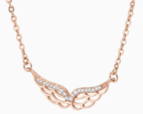Collar De Plata Dije Alas Rosas