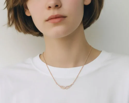 Collar De Plata Dije Alas Rosas