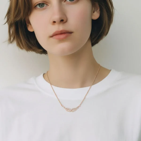 Collar De Plata Dije Alas Rosas Collar De Plata Dije Alas Rosas