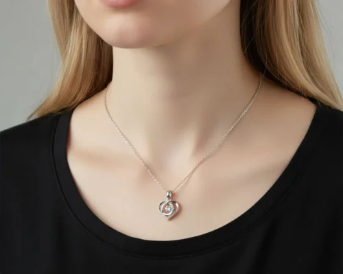 Collar De Plata Dije Corazon Azul