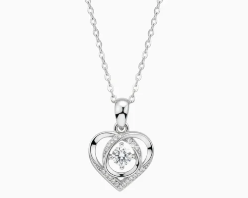 Collar De Plata Dije Corazon Brillante