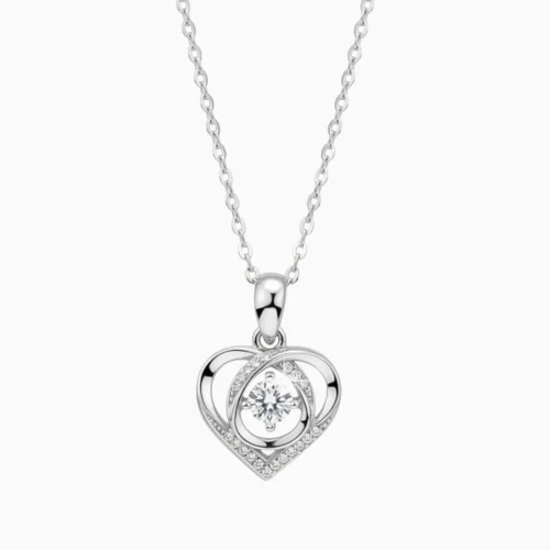 Collar De Plata Dije Corazon Brillante