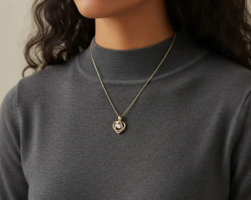 Collar De Plata Dije Corazon Brillante