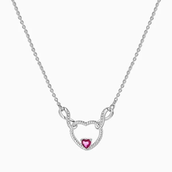 Collar De Plata Dije Corazon Infinito Rojo Collar De Plata Dije Corazon Infinito Rojo