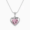 Collar De Plata Dije Corazon Rosa