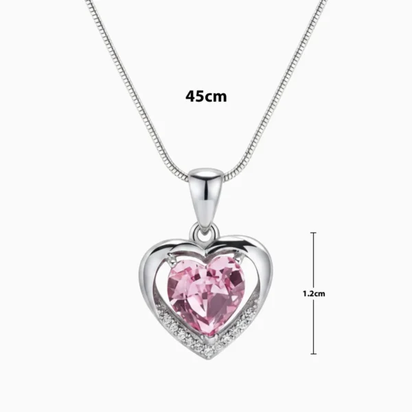 Collar De Plata Dije Corazon Rosa