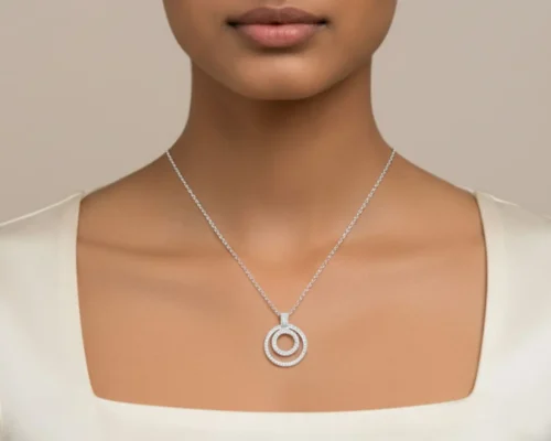 Collar De Plata Dije Doble Circulo