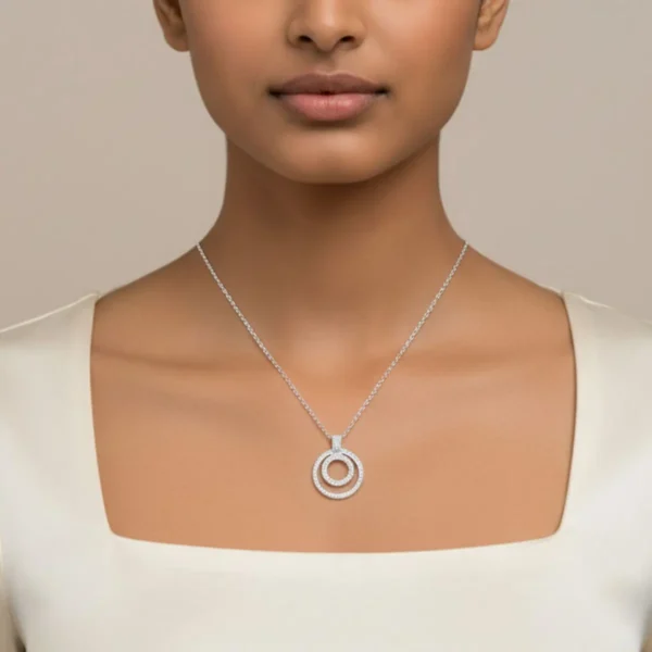 Collar De Plata Dije Doble Circulo
