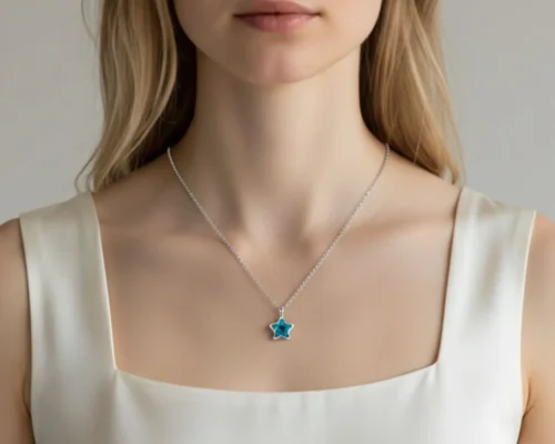 Collar De Plata Dije Estrella Azul
