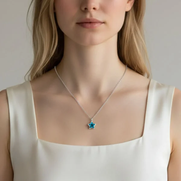 Collar De Plata Dije Estrella Azul