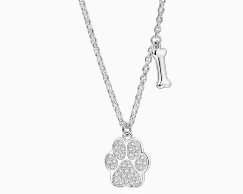 Collar De Plata Dije Huella De Mascota