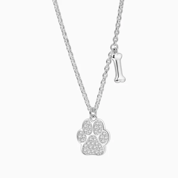 Collar De Plata Dije Huella De Mascota