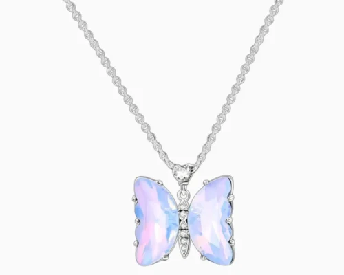 Collar De Plata Dije Mariposa Morada
