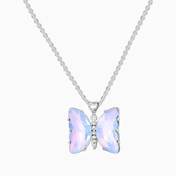 Collar De Plata Dije Mariposa Morada