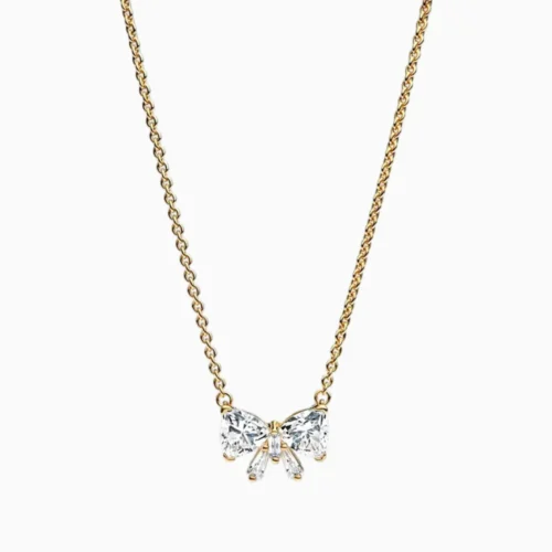 Collar De Plata Dije Moño Dorado