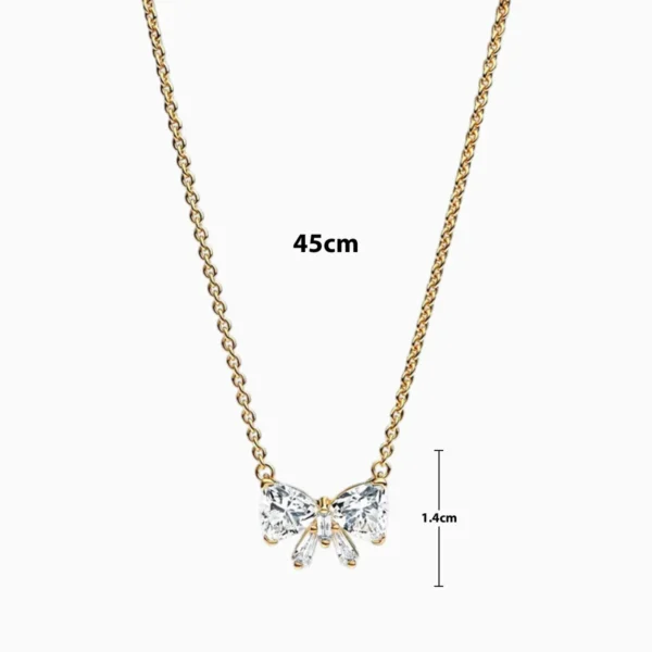 Collar De Plata Dije Moño Dorado