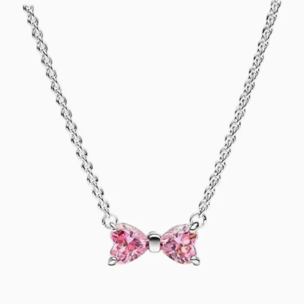 Collar De Plata Dije Moño Rosa Collar De Plata Dije Moño Rosa