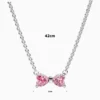 Collar De Plata Dije Moño Rosa