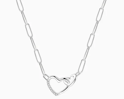 Collar De Plata Eslabones y Corazones