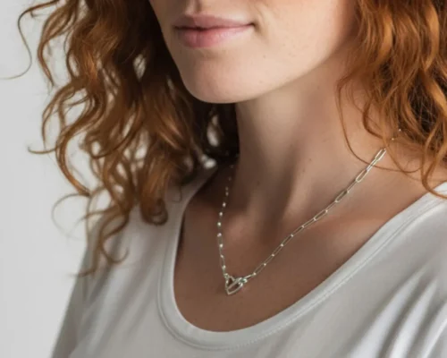 Collar De Plata Eslabones y Corazones
