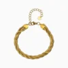 Pulsera De Acero Cola De Raton Cuerda Dorada