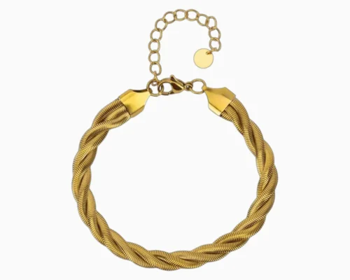 Pulsera De Acero Cola De Raton Dorada