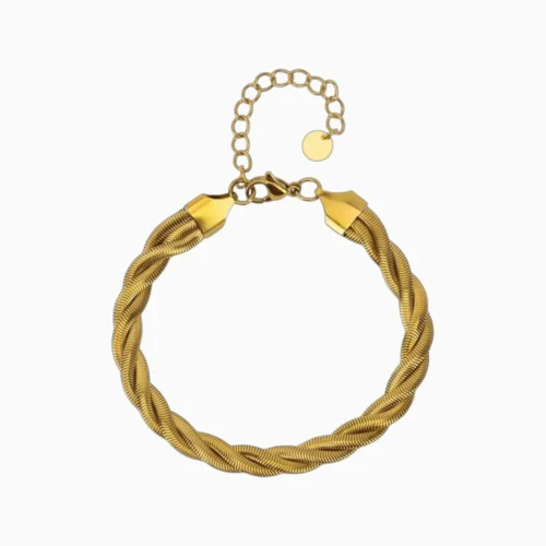 Pulsera De Acero Cola De Raton Cuerda Dorada