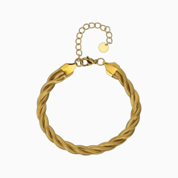 Pulsera De Acero Cola De Raton Cuerda Dorada