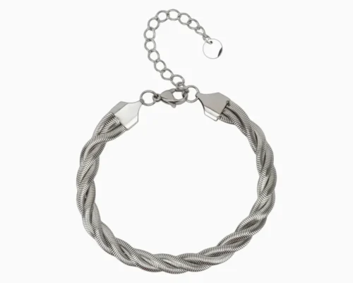 Pulsera De Acero Cola De Raton Plateada