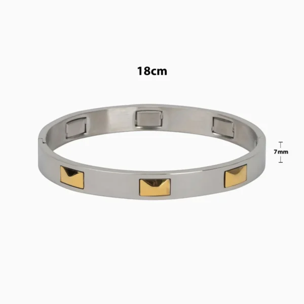 Pulsera De Acero Cuadros Dorados
