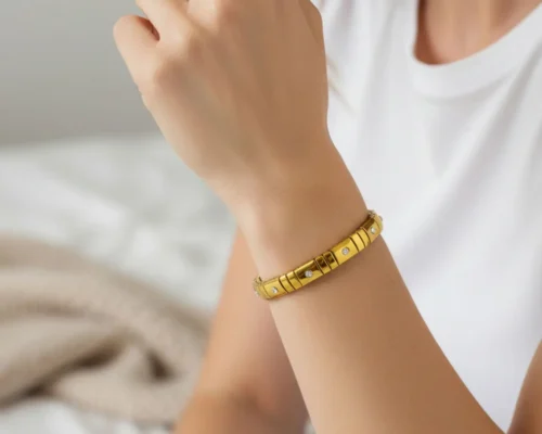 Pulsera De Acero Elastica Dorada